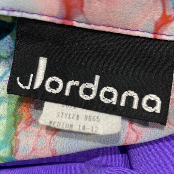 Vintage Purple Oversized Blouse with Rainbow Neckline and Stone/Bead Details - Picture 6 of 6